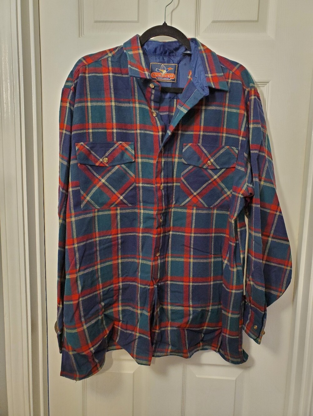 Vintage Backpacker Blue & Red Plaid Flannel Shirt XL
